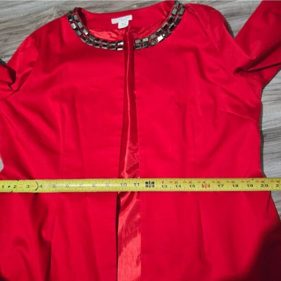 Vintage Grace chuang New York red long open blazer with embellishment - Picture 10 of 11